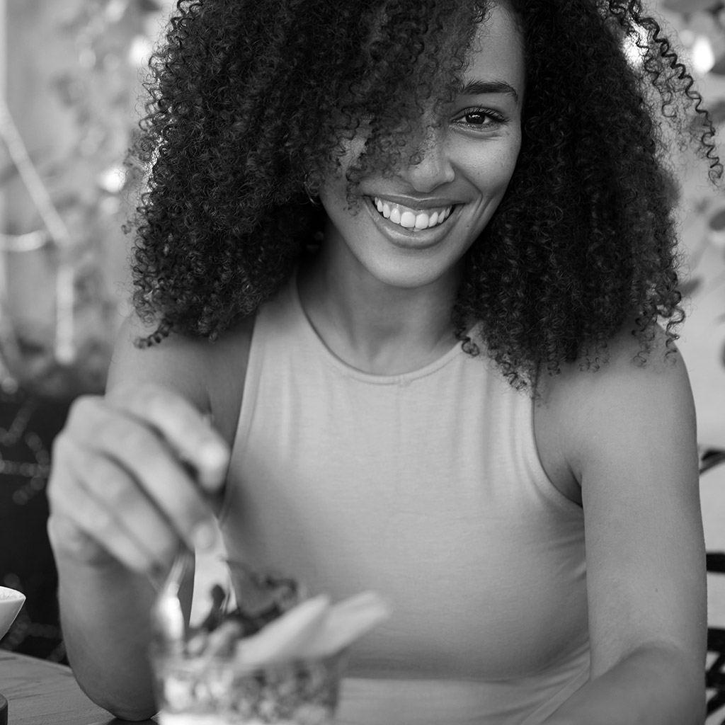 Woman having drinks